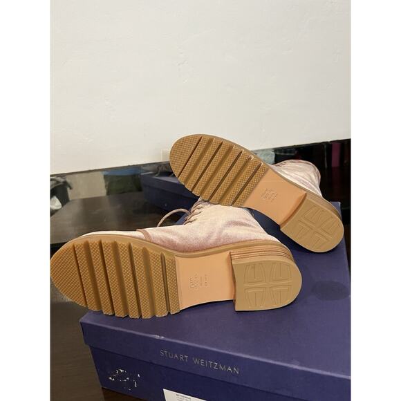 Stuart Weitzman Pink Velvet Combat ankle boots - Picture 7 of 10